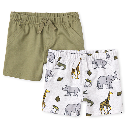 

Newborn Baby Boys Safari Shorts 2-Pack - Green - The Children's Place