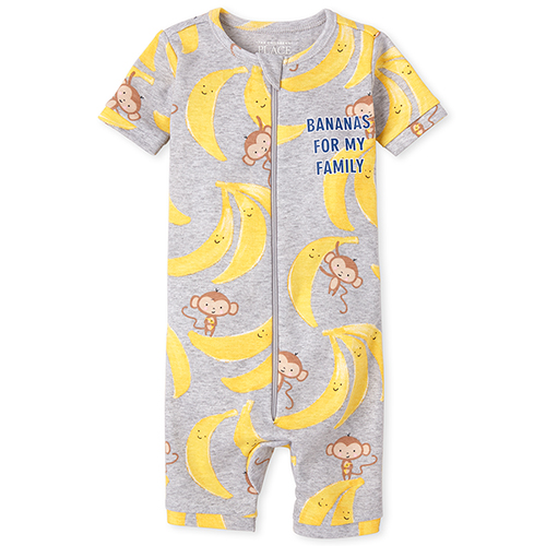 

s Baby And Toddler Boys Banana Family Snug Fit Cotton Cropped One Piece Pajamas - Gray - The Children's Place