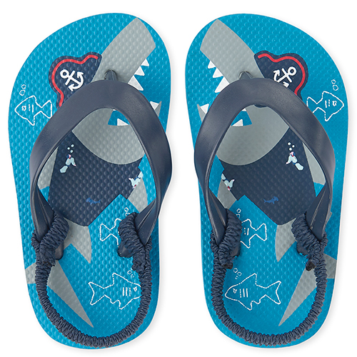 

Baby Boys Toddler Boys Pirate Shark Flip Flops - Blue - The Children's Place