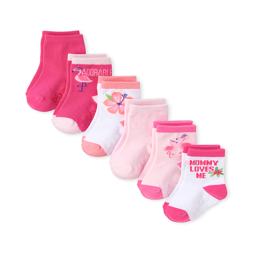 

Newborn Baby Tropical Mom Midi Socks 6-Pack - Pink - The Children's Place