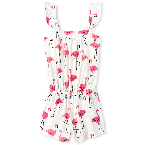 

s Baby And Toddler Flamingo Ruffle Romper - White - The Children's Place