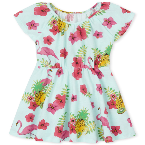 

s Baby And Toddler Gils Flamingo Dress - Green - The Children's Place