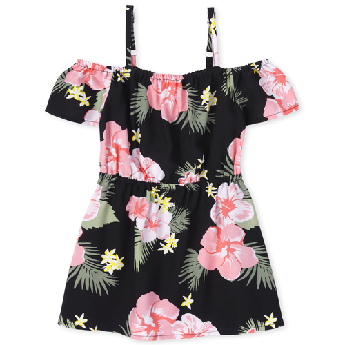 

s Baby And Toddler Matching Family Tropical Off Shoulder Dress - Black - The Children's Place