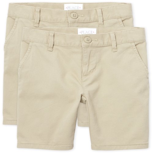 

Girls Uniform Chino Shorts 2-Pack - Tan - The Children's Place