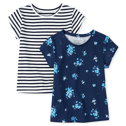 

Girls Print Basic Layering Tee 2-Pack - Blue T-Shirt - The Children's Place