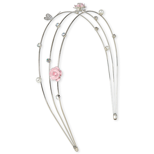 

Girls Rhinestud Butterfly Triple Band Metal Headband - Metallic - The Children's Place