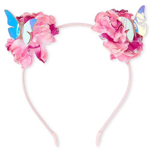 

Girls Butterfly Flower Pom Pom Headband - Pink - The Children's Place