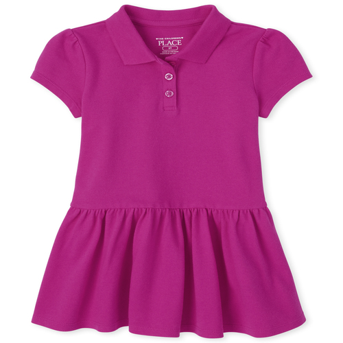 

s Toddler Uniform Ruffle Pique Polo Dress - Pink - The Children's Place