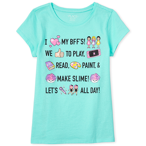 

s Glitter Bff's Graphic Tee - Blue T-Shirt - The Children's Place