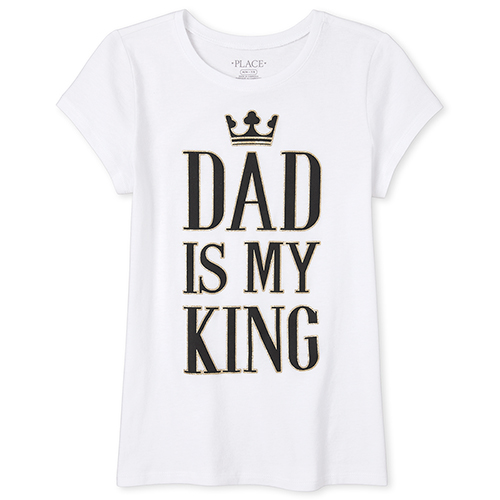 

Girls Glitter Daddy Graphic Tee - White T-Shirt - The Children's Place