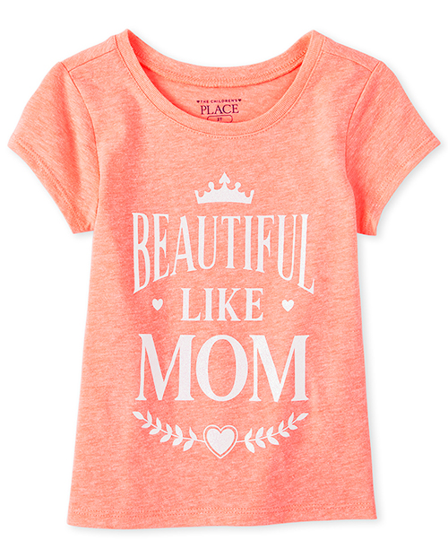 

s Baby And Toddler Glitter Beautiful Like Mom Graphic Tee - Orange T-Shirt - The Children's Place