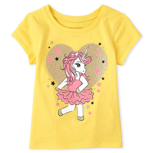 

s Baby And Toddler Glitter Unicorn Graphic Tee - Yellow T-Shirt - The Children's Place