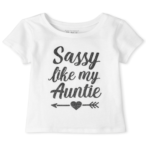 

s Baby And Toddler Glitter Sassy Auntie Graphic Tee - White T-Shirt - The Children's Place