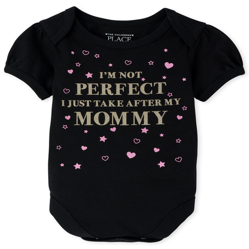 

s Baby Glitter Perfect Like Mom Graphic Bodysuit - Black - The Children's Place