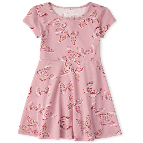 

Girls Floral Skater Dress - Pink - The Children's Place