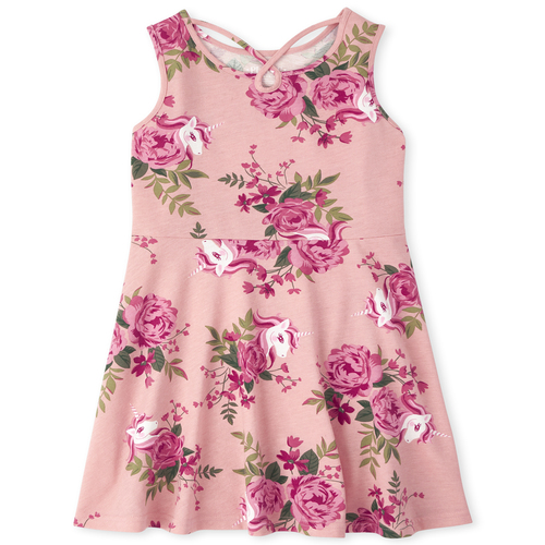 

Girls Floral Cut Out Dress - Pink - The Children's Place