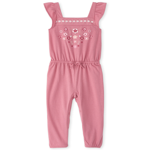 

s Baby And Toddler Embroidered Floral Jumpsuit - Pink - The Children's Place