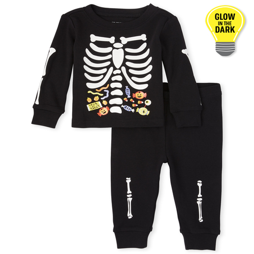 

s Unisex Baby And Toddler Matching Family Halloween Glow Candy Skeleton Snug Fit Cotton Pajamas - Black - The Children's Place