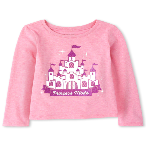 

s Baby And Toddler Glitter Castle Graphic Tee - Pink T-Shirt - The Children's Place