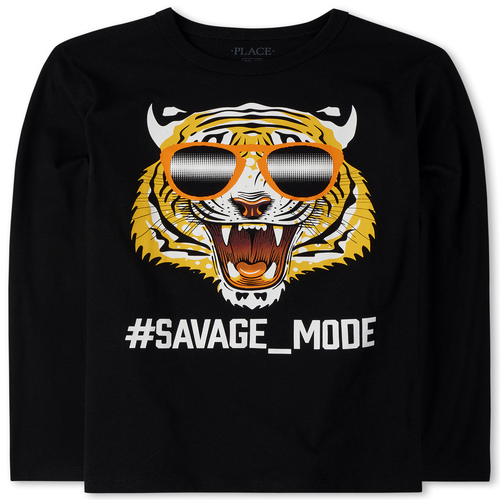 

Boys Boys Savage Tiger Graphic Tee - Black T-Shirt - The Children's Place