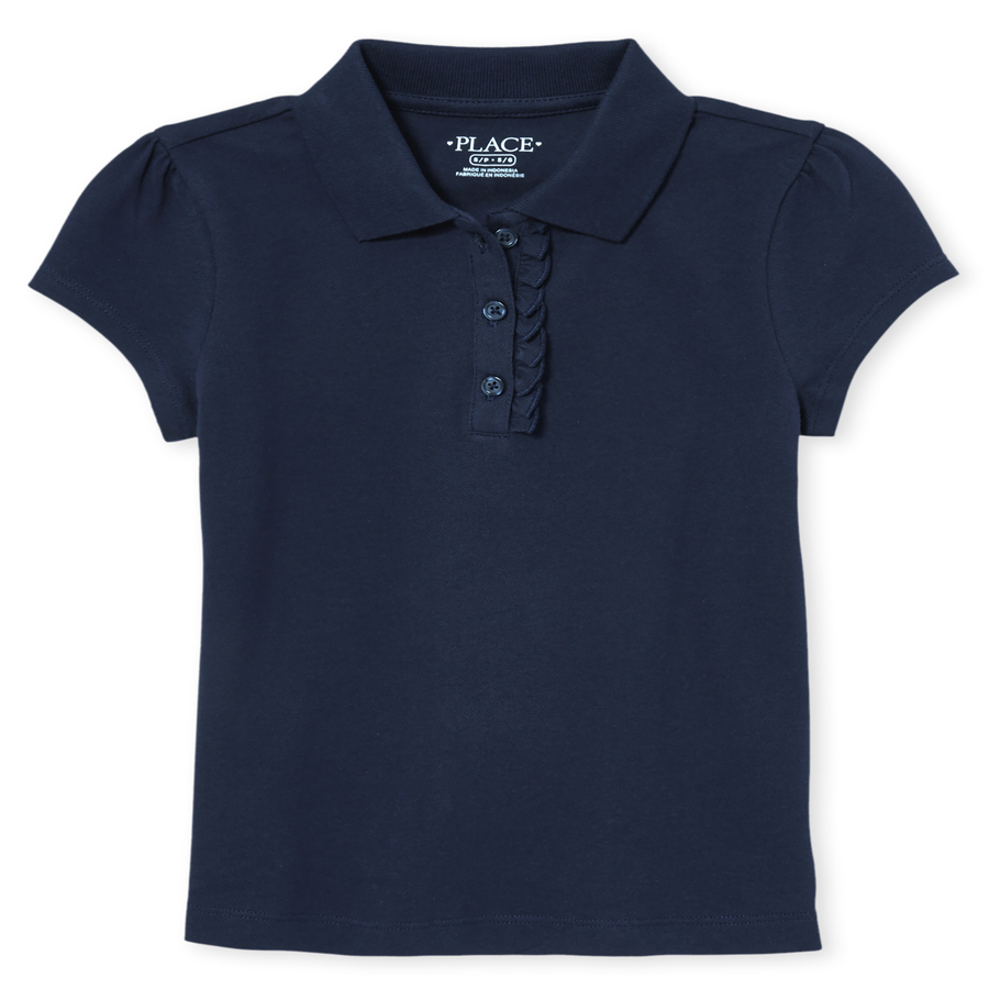 Girl Short Sleeve Ruffle-Placket Polo | The Children's Place